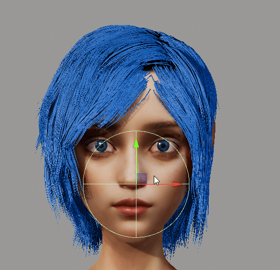 Using a collision sphere to disrupt the hair.