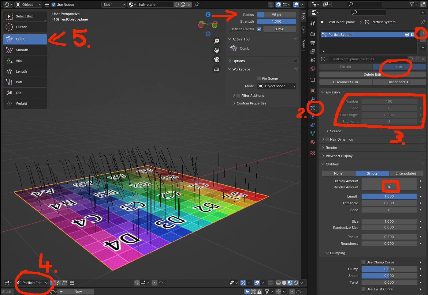 Blender during editing particle-based hair system.