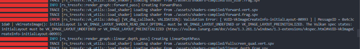 Validation layer error message: 'initialLayout must be VK_IMAGE_LAYOUT_UNDEFINED or VK_IMAGE_LAYOUT_PREINITIALIZED'